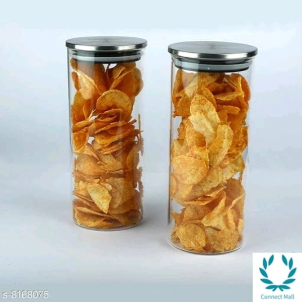 SV Enterprise BAMBOO SHAPED SILVER BLACK STAINLESS STEEL LID GLASS JAR 